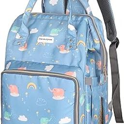 Elemenopeee Premium Baby Diaper Bag for Mothers | Spacious Waterproof Backpack with Multiple Pockets for Easy Organization | Stylish and Durable (Light Blue)-image-37