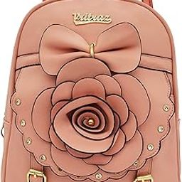 Rose PU Leather Backpack Purse Shoulder Bag, Handbag for Women Girls Ladies Pink-image-99