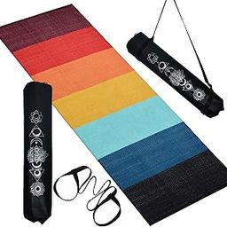 House of Handmade®- Cotton Yoga Mat for Women, 2X6 Feet, 8 mm thickness, with Anti Slip Backing, Carry Bag & Strap Included, Workout mats for Home or Gym Exercise MULTICOLOR-image-36