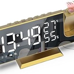 Projection Alarm Clock, Digital Radio Alarm Clock, 7.5" LED Digital Projector Wake Up Dual Alarm Clock FM Radio Timer USB-picture-9