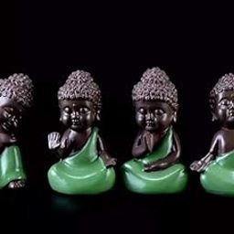 Bloom Bagicha Resin Monk in Green Dress Miniature for Tray Gardening/Landscaping (Medium, Multicolour) - Set of 4-image-75