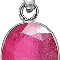 Certified Deluxe Quality Natural 5.25 Ratti Natural Ruby Manik Ashtadhatu Silver Plated Pendant/Locket Gemstone by Lab Certified(Top AAA+) Quality for Women's and Men's-image-2