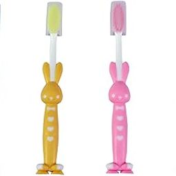 Adore Basics Kids Toothbrush with Soft Bristles and Safety Case Extra Soft Toothbrush (Pack Of 4,Multicolors)) (Rabbit)-image-25