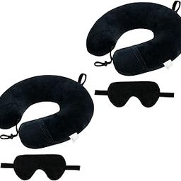 Grappin Memory Foam U-Shape Traveling Headrest, Multipurpose Neck Rest Pillow with Eye Mask (Pack of 2, Black)-14