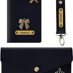 Personalized Womens Gift Combo with Leather Wallet- Passport Cover and Keychain; Giftset for Valentines, Birthdays & Wedding Anniversary-image-13