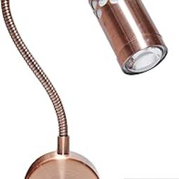 Mufasa 3 Watts Rose Gold LED Bedside Wall Light Surface Mounted Spotlight Reading Light Night Lamp 28Cm Gooseneck with 3 Step Light (White,Warm White and Natural White) (Pack of 1)-image-23