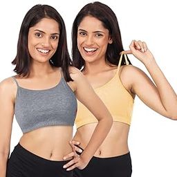 Essentials Uniform Bras for Women's, Cotton Non-Padded Full Coverage Seamless Everyday Non-Wired Gym Bra with Adjustable Thin Strap, Solid Training Bra for Young Women-image-35