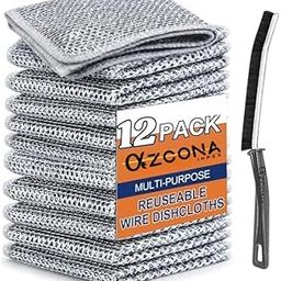 AZCONA IMPEX™ 12 Pack Non-Scratch Wire Dishcloth & Gaps Cleaning Brush, Multipurpose Wire Dishwashing Rags for Wet and Dry, Easy Rinsing, Reusable, Wire Cleaning Cloth for Kitchen, Sinks, Pots, Pans-image-32