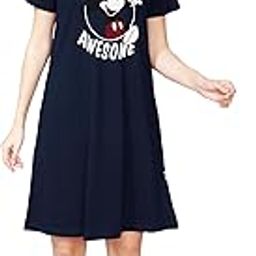 sn sweet night Weet Women Mickey Mouse Printed Short Sleeves Round Neck Knee Length Nigty 320-picture-28