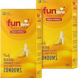 Funtime Banana Flavoured Dotted Condoms Pack of 2 (10 count each) | Ribbed & Contoured for Extra Pleasure | Made With Natural Rubber Latex | Lubricated for Excitement & Satisfaction-image-15