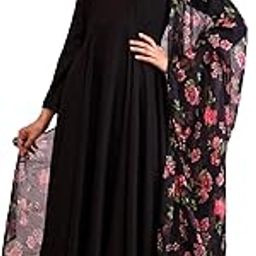 Ethnic Wear Gown Set for Women | Gown for Women Ethnic Gown with Dupatta| Cotton Ethnic Gown with Dupatta and Pant Set | Anarkali Gown | Black Ethnic Gown Set | Cotton Gown Set-image-12