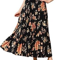 | Floral Pleated Maxi Skirt | Comfortable Elastic Waist | Stylish Morden and Comfortable-picture-17