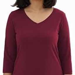 Women Cotton Regular The Last Tee | Stays New for 750+ Days |10X Durable | V Neck | T-Shirt | ¾ Sleeves | Hip Covering-image-33