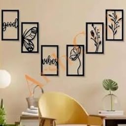 Beautiful Arts Wall Art Decor Set, 6 Pieces Black Frame with Butterfly and Floral Design, Good Vibes Text-image-93