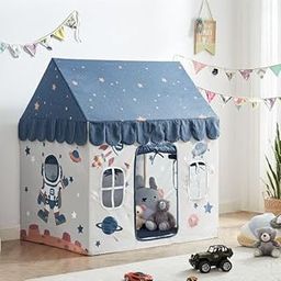 SANGANI Kids Theme Play Theme Tent House for Kids 3-13 Year Old Kids Girls and Boys,Blue White Space-8