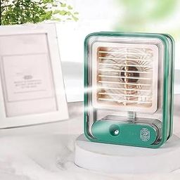 Care 4 Rechargeable light air Cooler Mist fan 3 Speed Table Water Mist Lightweight Touch impression Night Light USB (Green)-image-91