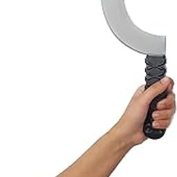 BookMyCostume War Scythe Sickle Deamons Asur Rakshas Weapon Plastic Fancy Dress Costume Accessory Free Size Silver/Black-image-35
