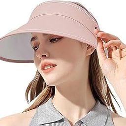Beauenty Women's Visors, Women's Sun Hats Adjustable Wide Brim Riding Outdoor Sun Hats, Foldable for Easy Storage Sun Hat for Hiking Running Jogging Golf Tennis-image-2