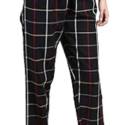 Women pyjama pure cotton checked relaxed fit loungepant nightpant with side pocket and adjustable waist-image-24