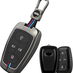 Eliane Car Accessories Key Cover Compitable for Tata Harrier Safari Nexon Altroz Tigor EV Punch Tiago EV Electric 4 Button Remote Key Metal (Push Start)-19