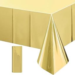 Amfin 54 x 72 Inch Metallic Foil Disposable Table Cover, Tablecloth for Party, Baby Shower, Anniversary, Birthday Decoration. Waterproof, Shiny Finish - Champagne Gold [Pack of 1]-image-47