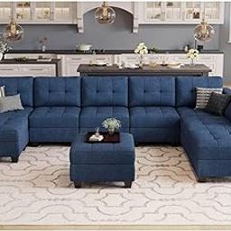 Torque - Alton Interchangeable Modular 9 Seater Fabric Sofa with Storage Ottoman (Blue) | Living Room, Bedroom, Home, Office Furniture | 3 Year Warranty-image-88