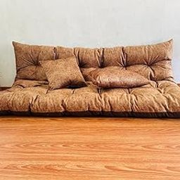 NEXTGO Sweat Leather 3 Seater Sofa Mattress for Balcony Travel and Bunk Seat Swing Gadi (Camel, Double L 183 X W 122 X H 10 cm)-image-1