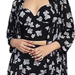 Padded Black Floral Print 3 pc Swim Set-picture-33