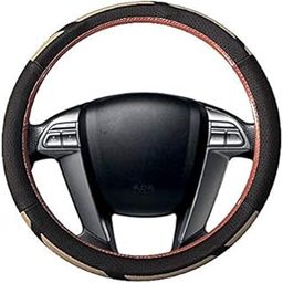 CARIZO Car Steering Wheel Cover | Microfiber Leather | Breathable, Anti Slip | Odourless | Raptor Series | Black & Beige for Hyundai i20 Magna/Asta/Sportz (2020-21)-image-84