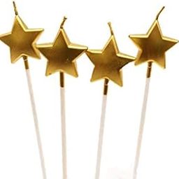 Candles for Cake Topping Star Shape Glitter with 3 Colours (Gold)-image-74