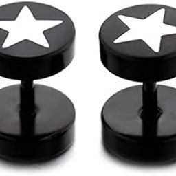 316L Steel Retro Vintage Star Fashion Enamel Logo Screw Barbell Ear Studs for Men & Women-image-32