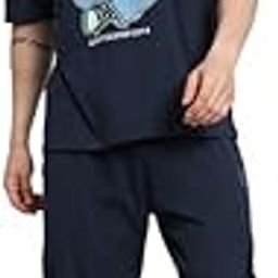 Men Anime Grey T-shirt and Black Shorts Set-picture-49