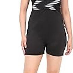 Women’s & Girl's Black & White Printed One Piece Padded Swimsuit with Boyshort Attached Bottom – Nylon Lycra Swimwear-picture-19