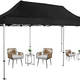 THESHELTERS - 10x20 ft Pop Up Outdoor Canopy Tent, Instant Folding Portable Shelter Garden Tent for Decoration, Party, Event, Wedding & Camping (Black 00)-image-99