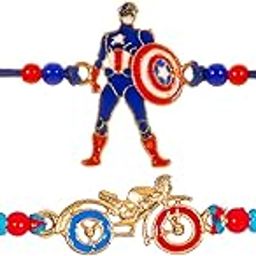 Kizzi® Cap America Rakhi – Bike & Superhero Design | Set of 2 Raksha Bandhan Gift for Brother-image-11
