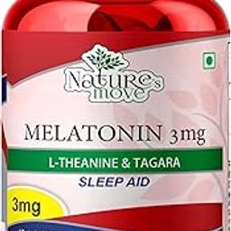 Natures Move Sleep Aid - Melatonin 3mg, L-Theanine 100mg, Tagara 250mg (60 Capsules) | Natural Stress Relief & Restful Sleep Support-image-52