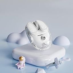 SEUNKWANG EWEADN Q9 Wireless Clear Mouse Dual Mode Bluetooth & 2.4G USB Computer Mouse with RGB Lighting, Silent Clicks, Multi-Device Compatibility for Laptop, PC, MacBook, iPad Cute Mouse-White-image-8