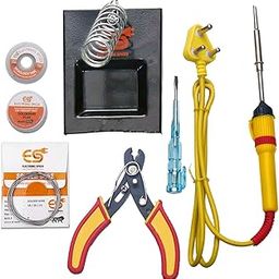 Electronic Spices (7 in 1) 25watt Soldring Iron Starter Kit + Paste + Desolder Wire + Soldring Stand + Solder wire + cutter + Tester For electronic projects-26