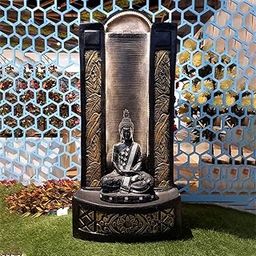 Water Fountain Outdoor Big Size Garden Jharna Buddha Water Fountain, Decorative Tabletop Statue Resin Fiberglass for Home Office Décor (Black)-image-82