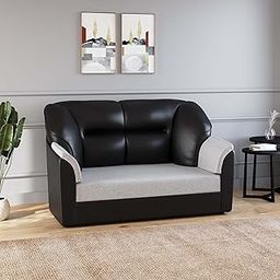 WESTIDO Emirates Leatherette 2 Seater Sofa for Living Room, Home & Office | Finish Color - Black Grey-image-2