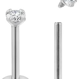 2 Pieces Titanium Unisex Monroe Lip Ball Internally Threaded Gem Labret Tragus Septum Nose Helix Rook Cartilage Earrings Body Piercing Jewelry 18G-image-90