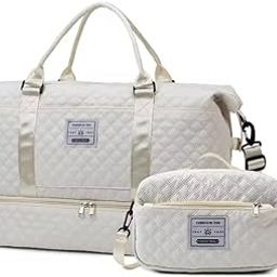 Multi-Function Large Capacity Travel Bag Textured Design with Matching Sling (White)-image-81