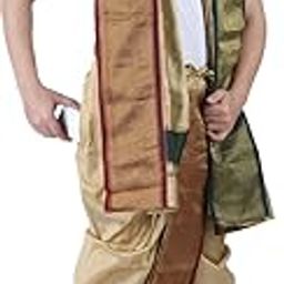 Mens Asha Silk Panchakacham Ready to wear dhoti towel set with pocket/Panchakacham dhoti with Angavastram (Stitched Dhoti with Pocket-13
