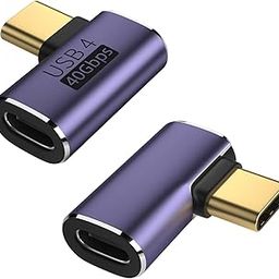 FEDUS Type C Male to Female USB Right Angle Adapter, 90 Degree 100W 40Gbps 8K Video to Extension, Convertor for iPhone, Steam Deck, Laptop, Mobile, Tablet, PC Pack-2-17