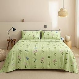 SANMARINO 300 TC Microfiber XXL Soft Cotton Super King Size Bedsheet for Double Bed, King Size 108 Inches X 108 Inches, 9 Feet, 275 X 275 cm with 2 Large Size Pillow Covers - Floral Olive Green-image-68