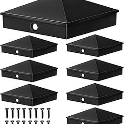8 Pieces 6 x 6 Post Caps Aluminum Pyramid Post Cap Decorative Fence Post Covers Works Only for Actual 5.5 x 5.5" Wood Posts with 16 Screws for Decks Corridors Mailbox Pole, Black-picture-4
