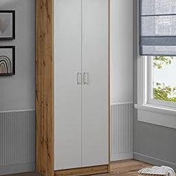 DeckUp Plank Giona Engineered Wood Book Shelf and Display Unit (Wotan Oak and White, Matte Finish)-9