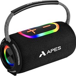 APES Toofan Bluetooth Speaker, 6Hrs Playtime, Dynamic RGB LED's, TF Card, USB, and AUX (Black)-image-0