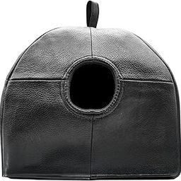 Handcrafted Soft Leather Hamster House with Cozy Mat – Indoor/Outdoor Small Animal Cage for Hamsters, Chinchillas,mice, Squirrel & Suger Glider (Black,1 pc)-image-62