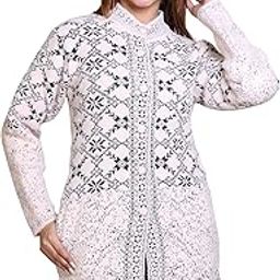 Women's Woolen/Acyrlic Winter Wear Warm Full Sleeve Knitted Cardigan/Sweaters Hair Yarn Cardigan | Size Suitable for M and L | Beige-image-74